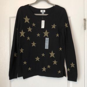 Old Navy new with tags black sweater gold stars